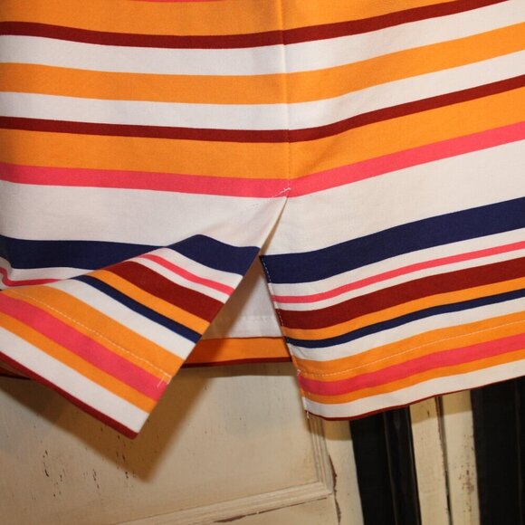 Merona multicolor horizontal striped skirt knee length zip closure w/ pockets 16 - Picture 4 of 7